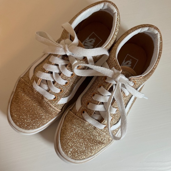 Vans Old Skool Glitter Skate Shoe - Little Kid - Amberlight - Picture 2 of 8